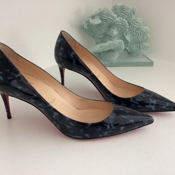 Christian Louboutin Marble Blue Patent Leather Shoes Heels US Sz 7 EUR 38 - Picture 3 of 12